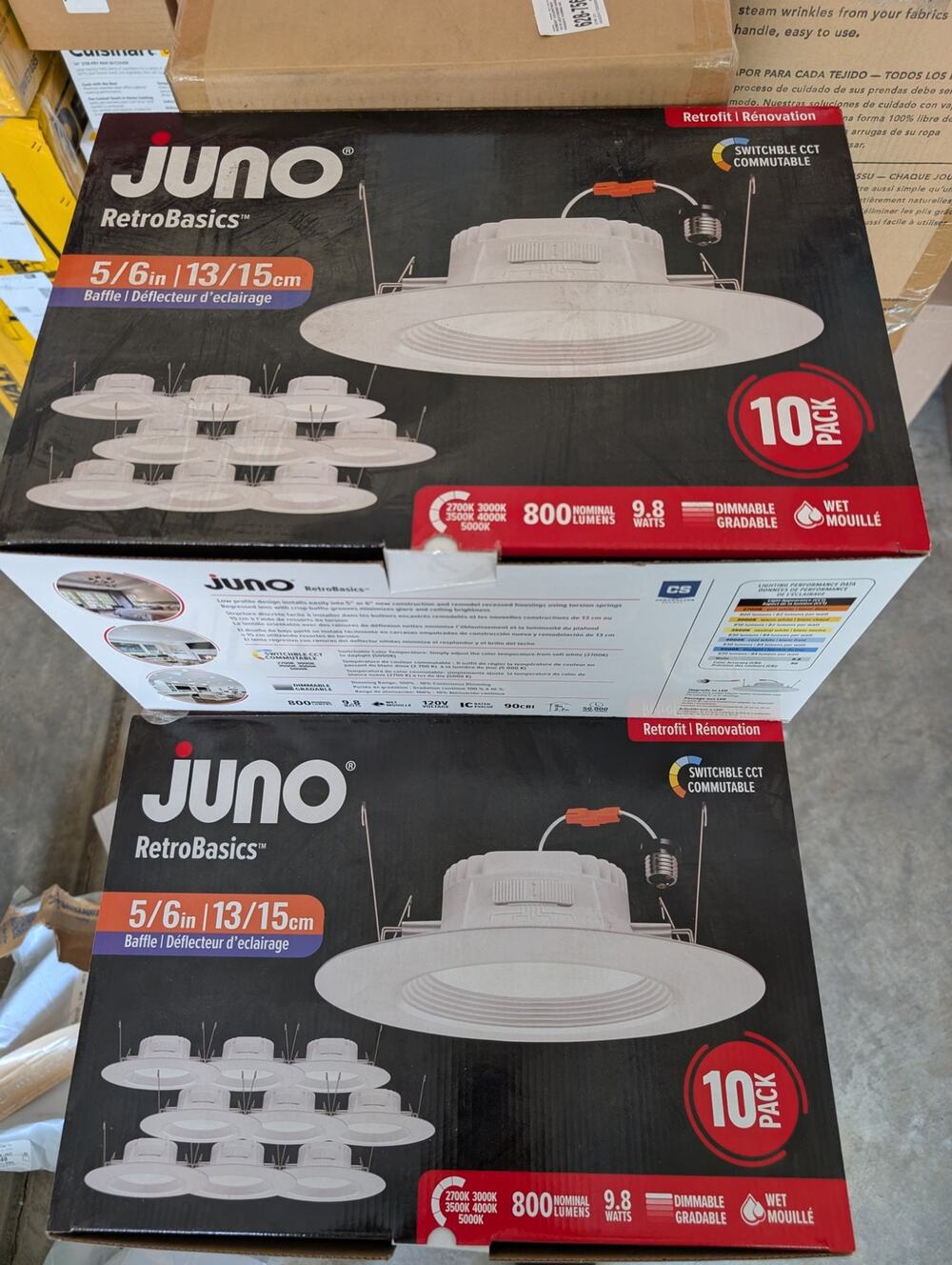 Juno 10 Pack 5in-6in 850 Round LED Wet Recessed Downlight